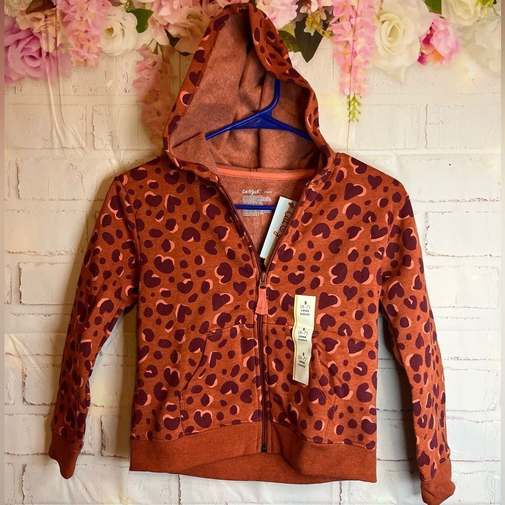 Girls NWT Cat And Jack Hearts Zip Up Hoodie S 6/7